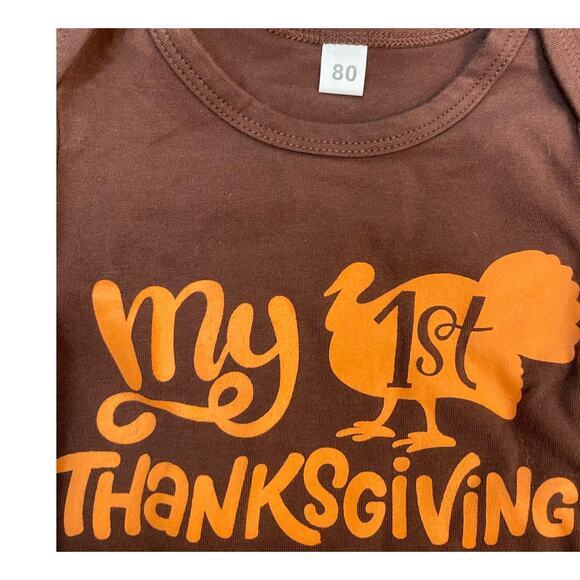 Thanksgiving Outfit Baby Sz 80 Leggings 1 Piece Cap Turkey Beanie Baby Lot of 4 - Picture 7 of 12